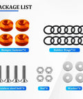 Universal Car Bumper Quick Release Kit For Front And Rear Bumpers Trunk Holder Fasteners With 4 Quick Release Tabs And 12 O Rings And Washer Screws Orange Durable Aluminum Alloy Easy Install Fits Most Vehicles package components