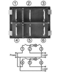 Heavy Duty Double Rocker DPST On Off 6 Pin Power Switch With Red Indicator Light For Industrial Equipment 16A 250V AC Panel Cutout 29x22mm UL VDE Certified Pack Of 2, rear terminal view