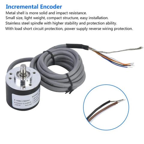 38mm Rotary Encoder Plug And Play 2500 P/R Incremental Shaft Encoder And Position Sensor For Automation, Motion Control, And CNC Equipment, General Purpose Feedback Device, metal shell, cable
