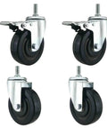 Heavy Duty Quiet Caster Wheels With Brakes Rubber Swivel Castors For Carts Workbenches And Furniture Threaded Stem M M M Rolling Plate Casters