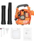 Beast Mode Heavy Duty Handheld Gas Leaf Blower Two Stroke 750W 25.4cc Gasoline Grass Sweeper with accessories and manual shown