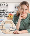Close-up of white Kitchen Sink Rack Feet 20 Pack Replacement For Kohler Rack Rubber Feet 84544-0 next to a smiling woman.