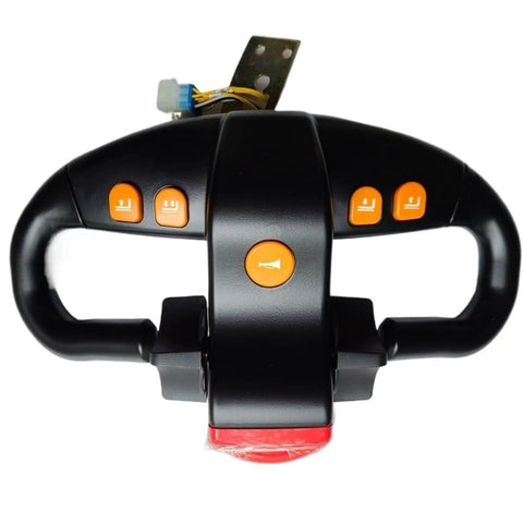 Excavator Tiller Head Operating Handle Actuation Lever With Throttle Controller Replacement Part For Heavy Duty Forklift Machinery Durable Precision Control Grip, top view with buttons.
