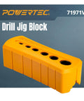Pro Grade Drill Guide And Jig Block With Six Common Drill Bit Sizes For Straight Perpendicular Holes In Woodworking