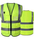 Unisex Reflective Safety Vest With Zipper Front, High Visibility 360 Degree Reflectivity, Pockets, Breathable 100 Percent Polyester Knit