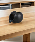 Open Top Design Indoor Outdoor Water Feature Pot in black ceramic on wooden table for hydroponic plants and fish tanks.