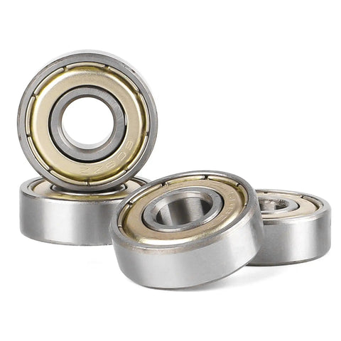 608 ZZ Skateboard Bearings Pack Of 20, Double Shielded Miniature Ball Bearings 8x22x7 For High RPM, Smooth Cruising, Carbon Steel Durability, Shields On Both Sides Keeps Lubricant In And Dirt Out. Four 608ZZ shielded carbon steel bearings, 8x22x7mm