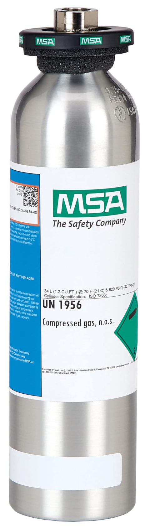 Pro Grade Aluminum Calibration Cylinder 34 Liter Gas Bottle For Lab Safety Tests With Precise Gas Mix Of 1.45 Percent CH4, 15 Percent O2, 60 PPM CO, 20 PPM H2S Galaxy GX2 System Test Stand Compatible Multi Use Air Tank