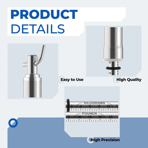 Push Pull Door Pressure Gauge 0 to 35 Lbf ADA Compliant Test Gear With Analog Dial And Plastic Protective Tube For Trigger Pull And Push Door Tests In ADA Environments close-up