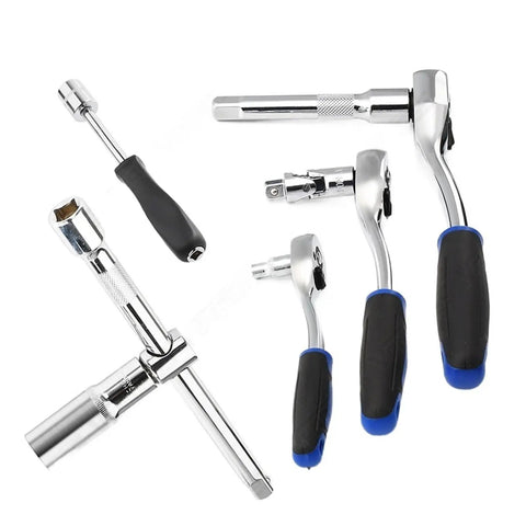 Pro Grade Ultimate Mechanic Tool Set 151 Pieces With 1/2 1/4 3/8 Drive Sizes Mixed Socket Wrench Kit displayed