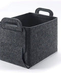Hassle Free Big Time Foldable Cotton Storage Basket With Smooth Braided Handles Easy Slide Shelf Cube Tote For Closet Organization Car Trunks And Weekend Getaways in gray felt material.