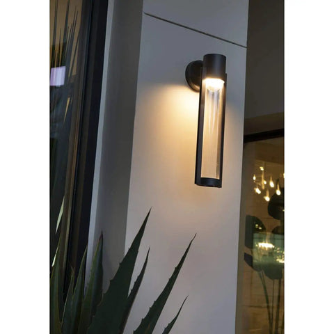 Dope 1 Light LED Outdoor Wall Lantern In Textured Black With Clear Glass Diffuser, Modern Medium Outdoor Light For Porch Patio Deck Or Entryway, Weather Resistant And Energy Saving Fixture