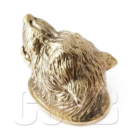 Bronze Knife Pommel Wolf Fenrir Handle Guard For Custom Knife Making showing detailed side view of hand cast metal