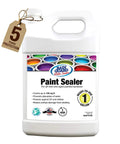 Front view of 1-gallon container labeled Ready To Use 1 Gallon No Fuss Waterproof Paint Sealer For Painted Concrete Wood And Stone.