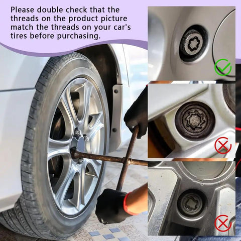 Kick Loose Stubborn Anti Theft Lug Nuts Fast With This Heavy Duty D Wheel Lock Key That Frees Rusted Tires and Keeps Your Home Garage Projects Rolling Smooth Without Snapped Bolts showing D wheel lock key in use on a tire.