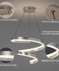 Customizable Modern Pendant Light With Remote Dimming 3000K To 6500K Ambient Lighting, silver body, acrylic lampshade, 19.6 inch