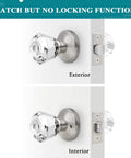 6 Pack Slick Crystal Passage Door Knobs With Faceted Diamond Glass, Satin Nickel Rosette, Non Locking Interior Door Hardware For Hallway And Closet