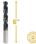 Yellow Paw 1/2-inch cobalt drill bit for metal with TiAIN coating; 6-inch overall length, 4-inch working length