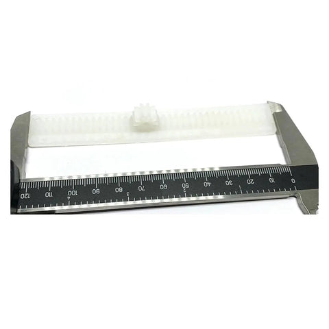 One Module Bendable Nylon Gear Rack With 38T D-Hole Gear, 8.2mm Tooth Width, 4.7mm Rack Thickness measured with calipers