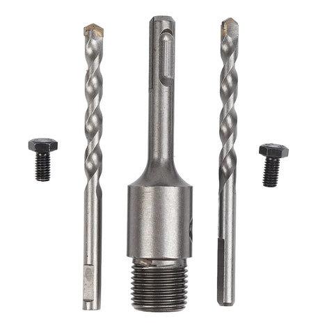 Heavy Duty Concrete Hole Saw Set With Special Shank For Super Fast Cement Brick Wall Water Pipe Drilling And High Wear Carbide Teeth That Last Forever Without Burning, SDS shank set