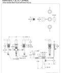 Technical diagram of NuvoFusion Bidet Faucet In Brushed Nickel, 8 Inch Widespread 4 Hole Mount with 1/2 Inch NPSM connection, KB6328NDL.