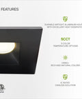 Top Shelf Square Led Recessed Downlights With Slick Integrated Junction Box Hella Bright 7 Watt showcasing matte black finish and aluminum housing.