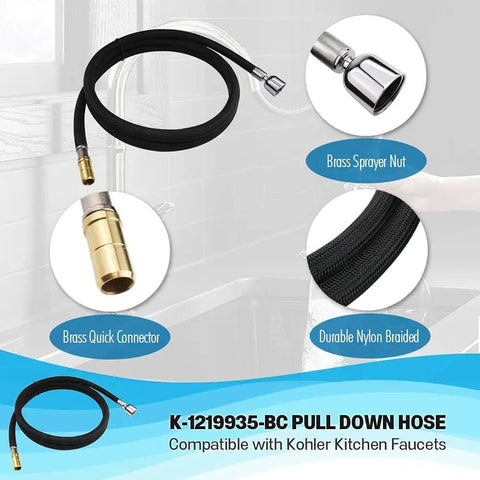 67 Inch Bright Chrome Pull Down Kitchen Faucet Hose Kit With DockNetik Magnetic Docking System NSF Certified Replacement Part