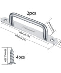 2 Pack Barn Door Handles Set in Stainless Steel with Mounting Plates, 160mm (6.3 Inch), Silver, with screws included