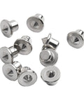 Pro Grade Dowel Center Pin Set For Woodworking, ten steel alignment pins with chrome plating for 6, 8, 10, 12mm markings.