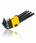 Premium Metric Allen Wrench Set Features Ball End Long Arm Hex Keys With Smooth Chamfered Tips For Tight Spaces And Quick Insertion In 9 Piece Tool Kit, black case