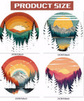 Dope Retro Mountain Iron On Patches Set 4 Colorful Forest Themed Heat Transfer Stickers for clothing 25x25 cm each