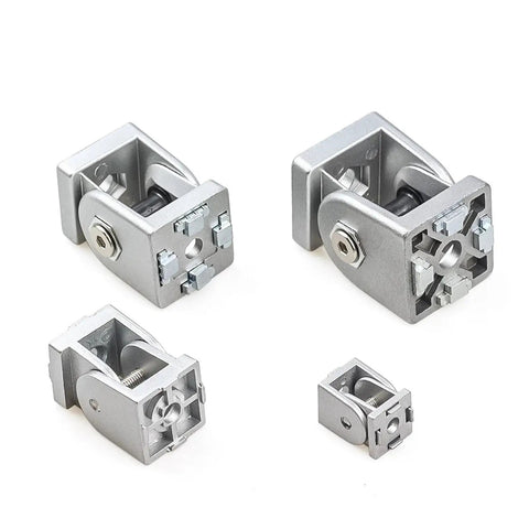 Ball Bearing Door Hinge With Silent Pivot Built To Last Heavy Duty Aluminum Connector For 20 30 40 45 Series Aluminum Extrusion Profiles And 28 4040 Size Ideal For Indoor And Outdoor Residential And Commercial Use, shown in four sizes