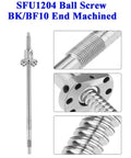 SFU1204 Ball Screw Kit 12mm Diameter With BK BF10 End Machined Boss Grade Linear Motion For CNC Machines Roller Ball Screw Nut Assembly Travel Options 200mm To 550mm Includes 6.35x8mm Coupling, 12mm steel ball screw with machined nut