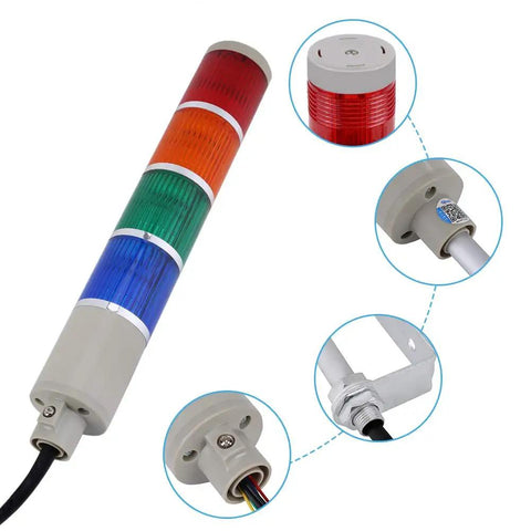 Four Stack Andon Tower Lights Kit For Industrial Machines, Ultra Bright Four Color Signal Lights, Detachable Stack Light Column details.