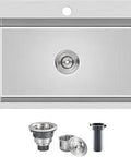 28 Inch Drop In Kitchen Sink With Drain Kit, 304 Stainless Steel Topmount Single Bowl Workstation Sink Brushed Finish