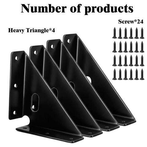 Beefed Up Heavy Duty Gusset Joints 4 Pack with screws for tables, chairs, cabinets, beds, trapezoid corner braces, and shelf support