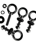 Beefy Four Piece Heavy Duty Lifting Ring Eye Bolt Kit In Stainless Steel 304 With Nuts Washers And Spring Washers M12 By 50mm Threads Half Inch By Two Inch Size Easy Install For Hoisting And Rigging, black eye bolts