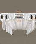Close-up of Heavy Duty Ceiling Curtain Track System with Double Rails, Silent Aluminum Curtain Rails in white finish, measurements shown.