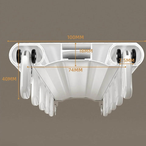 Close-up of Heavy Duty Ceiling Curtain Track System with Double Rails, Silent Aluminum Curtain Rails in white finish, measurements shown.