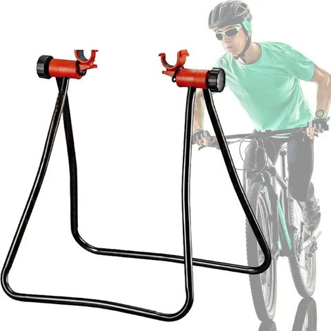 Foldable Bike Repair Stand Aluminum Adjustable Height Portable Floor Bike Holder For Indoor And Outdoor Use Pro Grade Clamp