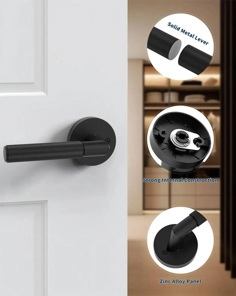 Matte Black Dummy Interior Door Handle Set Two Pack For Non Latching Doors Easy One Sided Install No Fuss Modern Interior Door Hardware For Home Improvement And Quick Upgrades, matte black zinc alloy lever on white door