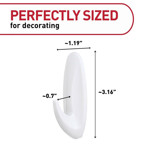 Designer Damage Free Wall Hooks Set With Sixteen Hooks And Twenty Four Adhesive Strips Holds Up To Five Pounds No Tools Needed, hook size dimensions.
