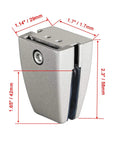Rock Solid Aluminum Desk Partition Clamps 20 Pack featuring sleek silver finish, measures with dimensions for precise workspace setup.