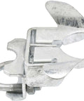 Chain Link Fence Butterfly Gate Latch 1 3/8" x 2" (1 7/8" OD) in silver metal with flaps, designed for gate fastening.