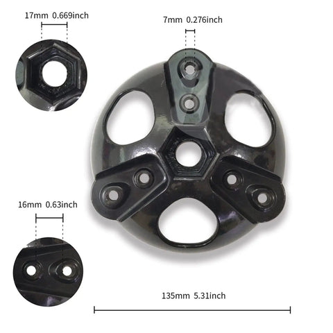 Badass 3 Piece Wind Turbine Blade Screw Kit with Stainless Steel Nuts Heavy Duty Hub Center Cap, 135mm diameter.