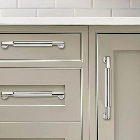 2-Pack 8-Inch Polished Nickel Cabinet Pulls Heavy-Duty Solid Handles For Kitchen Cabinets