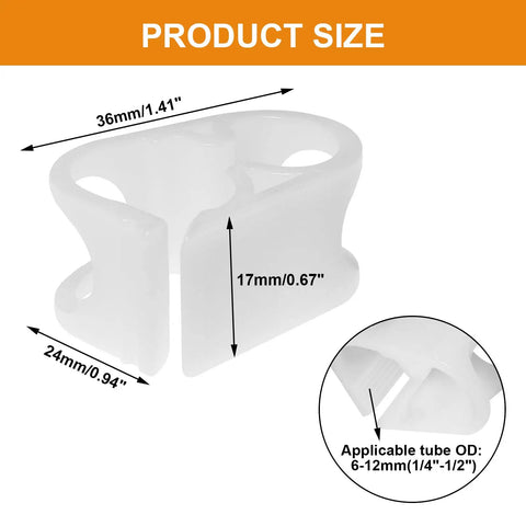 Five Pack Plastic Tubing Clamps For One Quarter To One Half Inch Tube OD Adjustable Hose Shut Off Clamps dimension diagram