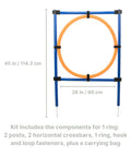 Dog Agility Ring Jump 22 Inch Diameter For Training And Fun At Home Portable Pro Grade Gear with components and measurements.