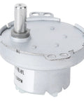 Hard Working 12 Volt Dc Gear Motor With Serious Torque And Low Power Draw Js 50T Micromotor close-up view showing shaft and gears.