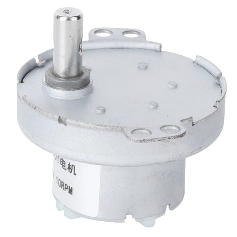 Compact DC 12V Micro Gear Reduction Motor High Torque Low Noise Built Tough For Daily Grind Silent Operation Perfect For Household Appliances Electric Fans Christmas Trees, showing steel core shaft.